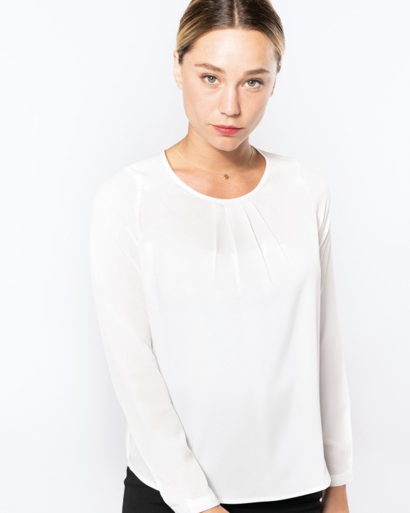 T-shirt personnalisable KARIBAN Blouse crêpe manches longues femme