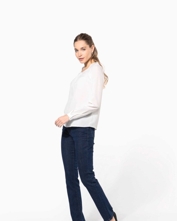 T-shirt personnalisable KARIBAN Blouse crêpe manches longues femme