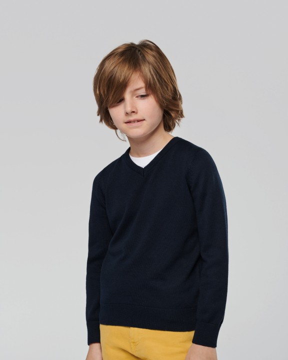 KARIBAN Kinder-Pullover mit V-Ausschnitt Pullover personalisierbar