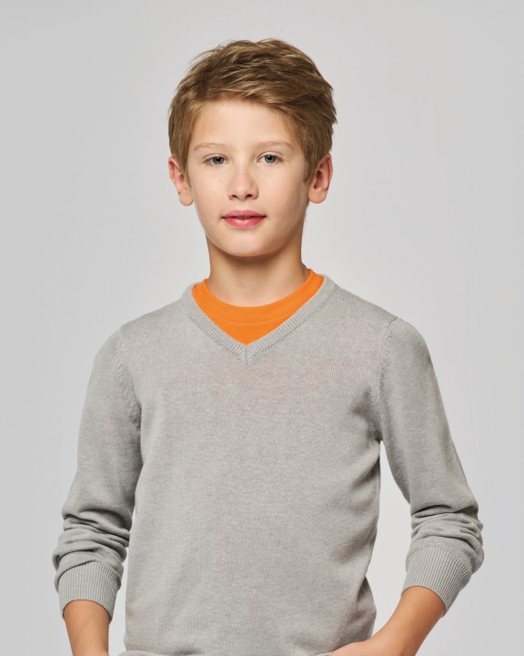 KARIBAN Kinder-Pullover mit V-Ausschnitt Pullover personalisierbar