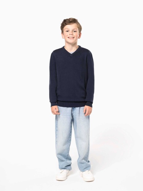 Pulls à personnaliser KARIBAN Pull col V enfant 