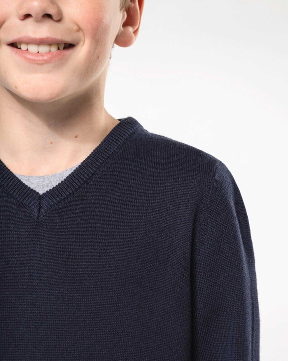 KARIBAN Kinder-Pullover mit V-Ausschnitt Pullover personalisierbar