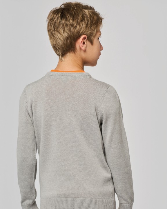 KARIBAN Kinder-Pullover mit V-Ausschnitt Pullover personalisierbar