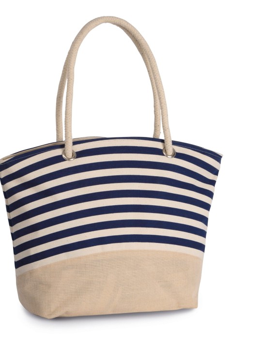 Tas & zak KIMOOD Shopper van jutecanvas in marinestijl voor bedrukking &amp; borduring