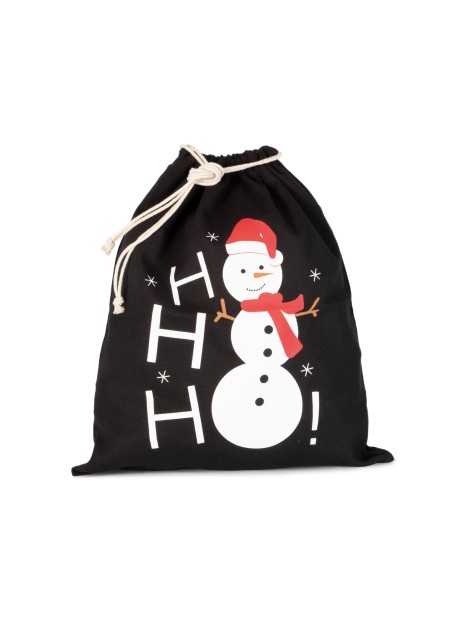KIMOOD Sac coton à cordon motif bonhomme de neige noir personnalisable