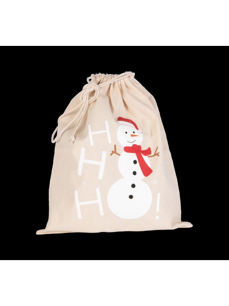 KIMOOD Sac coton à cordon motif bonhomme de neige naturel personnalisable