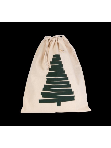 KIMOOD Sac coton à cordon motif sapin naturel personnalisable