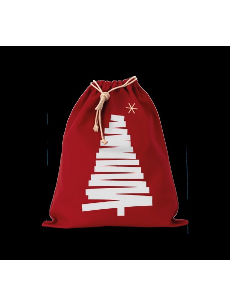 KIMOOD Sac coton à cordon motif sapin cherry red personnalisable