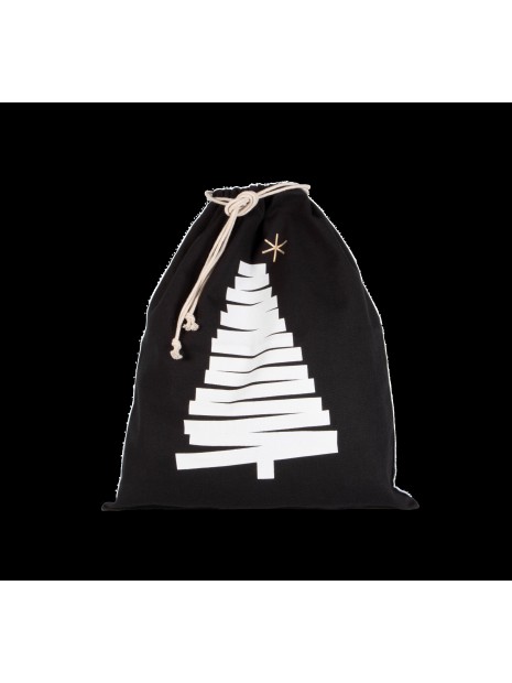 KIMOOD Sac coton à cordon motif sapin noir personnalisable