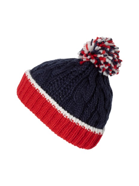 K-UP Bonnet en maille tricot red / white / navy personnalisable