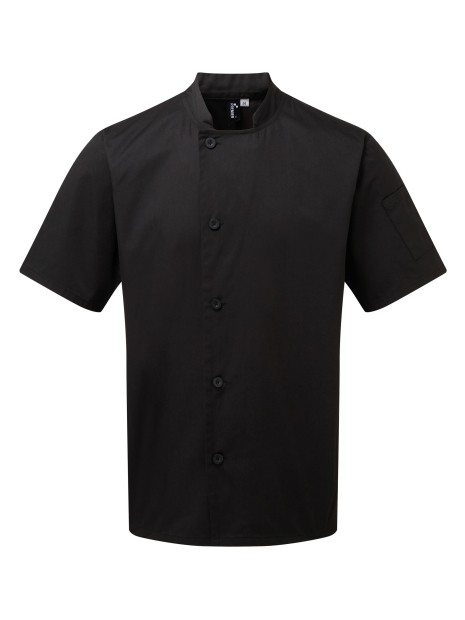 PREMIER Veste chef cuisinier manches courtes "Essential" noir personnalisable