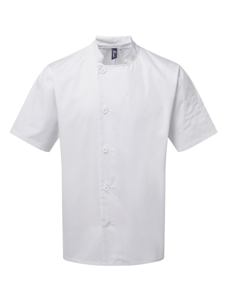 PREMIER Veste chef cuisinier manches courtes "Essential" blanc personnalisable