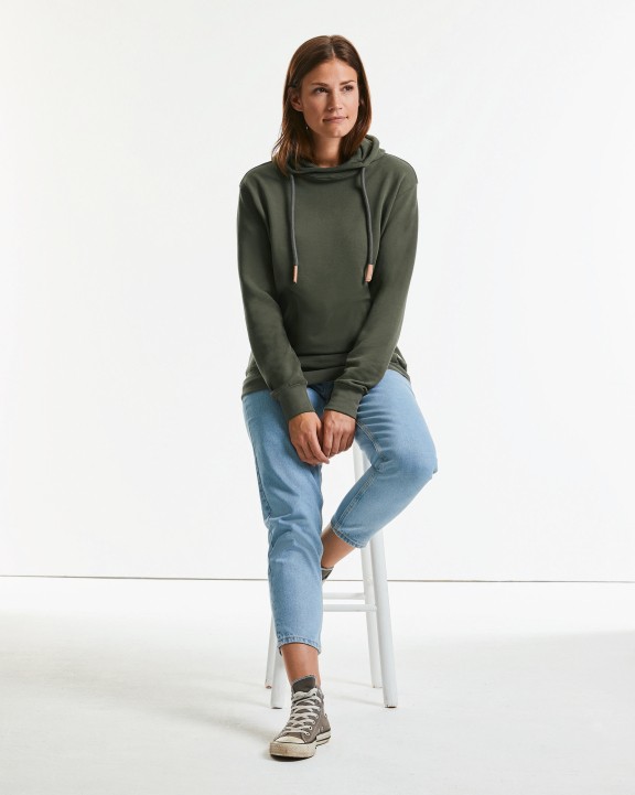 Sweater RUSSELL Sweater met capuchon en opstaande kraag Pure Organic voor bedrukking &amp; borduring
