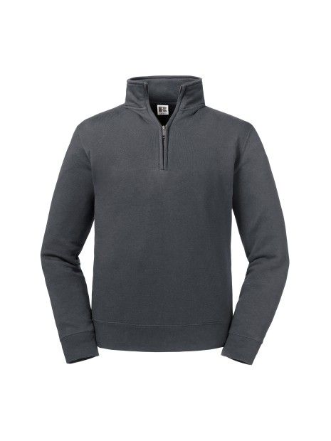 RUSSELL Sweat Col Zippé Authentic gris convoi personnalisable