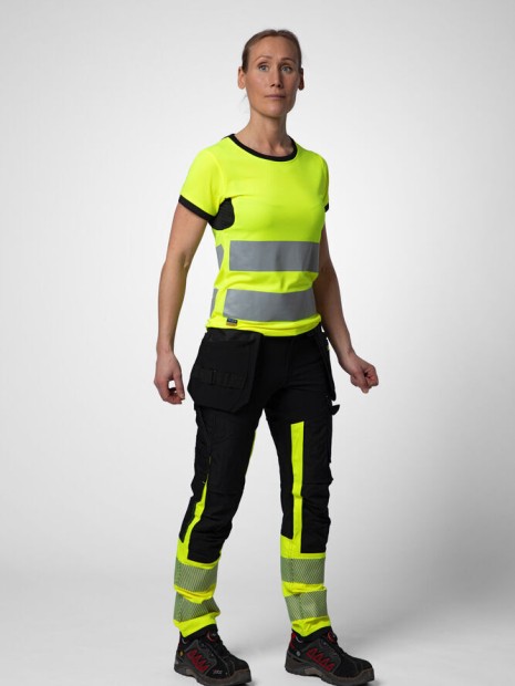 T-Shirts à personnaliser PROJOB 6012 T-SHIRT POLYESTER FEMME EN ISO 20471 CLASSE 2/1 jaune/noir