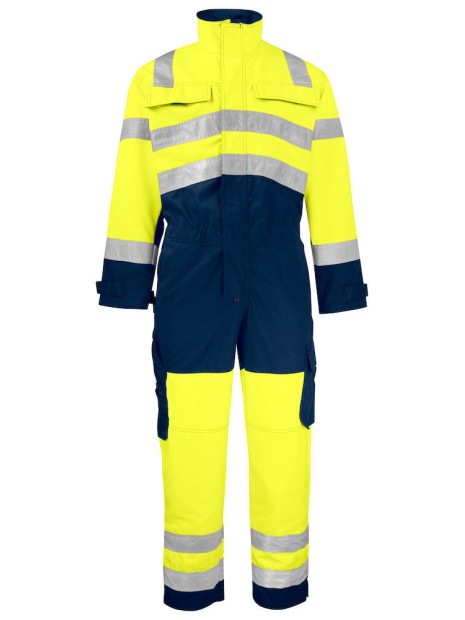 PROJOB 6203 COMBINAISON - EN ISO 20471 CLASSE 3 - EN 343 3/1 jaune/bleu marine personnalisable