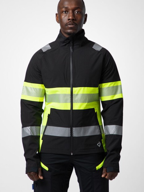 Softshells à personnaliser PROJOB 6442 SOFTSHELL IMPERMEABLE - EN ISO 20471 CLASSE 1 jaune/noir