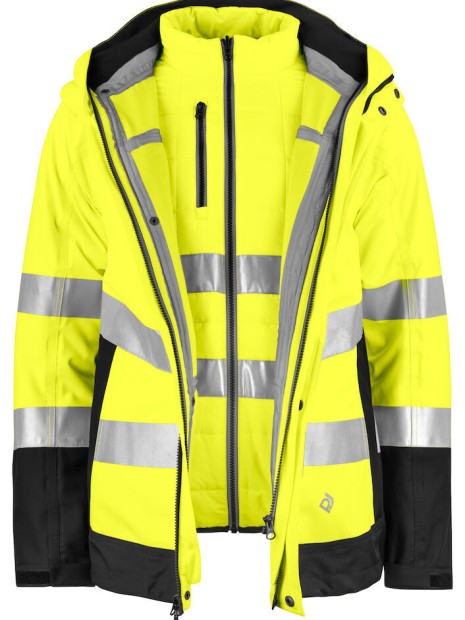 Vestes à personnaliser PROJOB 6445 PARKA 3 EN 1 - EN ISO 20471 CLASSE 3/2 - EN 343 3/2 jaune/noir