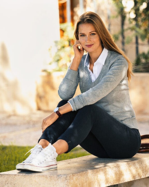 Trui JAMES-HARVEST Ashland V 
Gebreide Sweater Dames voor bedrukking &amp; borduring