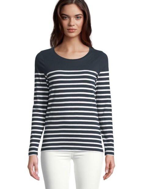 T-Shirts à personnaliser SOL'S Matelot Lsl Women french marine / blanc