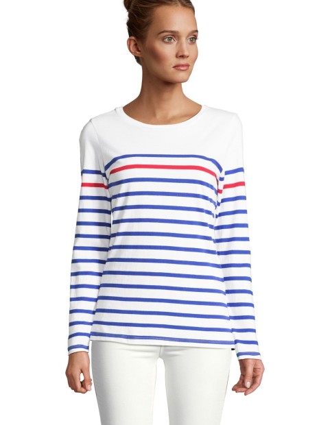 T-Shirts à personnaliser SOL'S Matelot Lsl Women White/Royal Blue/Red