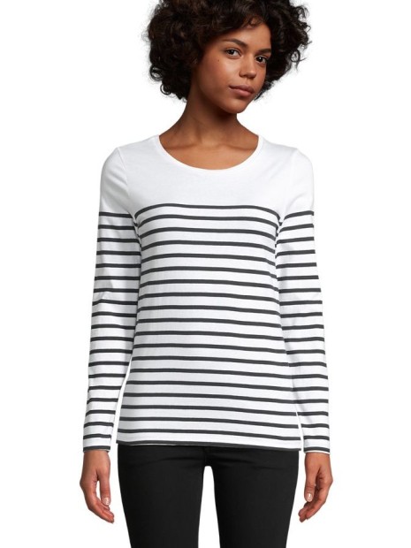 T-Shirts à personnaliser SOL'S Matelot Lsl Women blanc/bleu marine