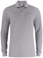 CLIQUE Basic Polo Pocket L/S gris chiné personnalisable