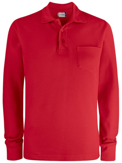 CLIQUE Basic Polo Pocket L/S rouge personnalisable