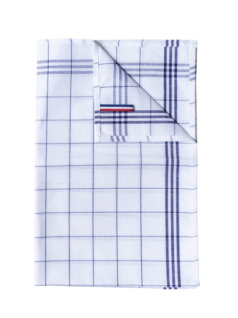 KARIBAN Essuie-verres à carreaux Origine France Garantie bleu marine personnalisable