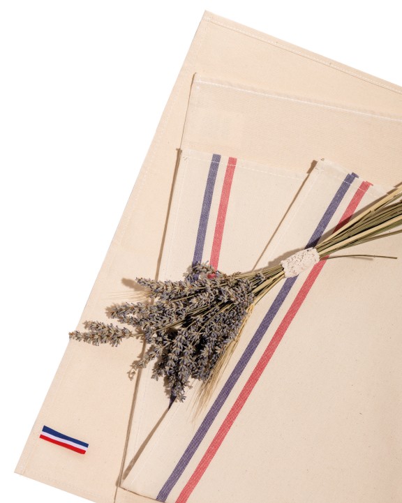 KARIBAN Spültuch, zwei Streifen „Origine France garantie“ Bad Artikel personalisierbar