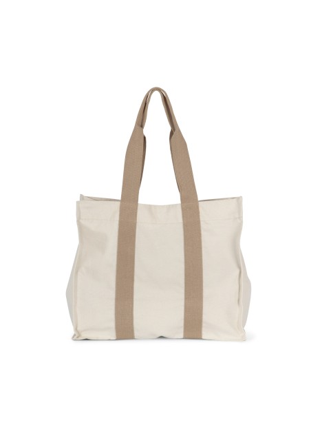 KIMOOD Grand sac shopping à soufflet recyclé ecume / hemp personnalisable