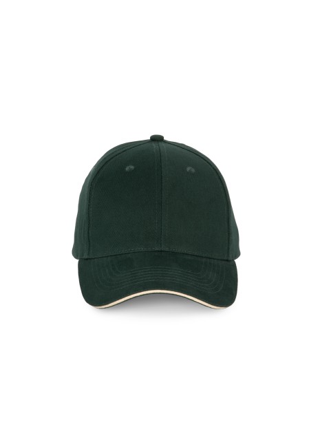 K-UP Casquette sandwich contrasté - 6 panneaux vert forêt/beige personnalisable