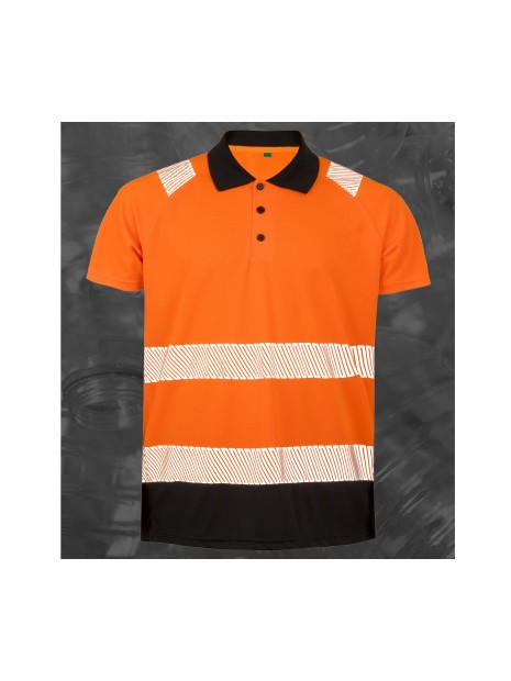 RESULT Polo de sécurité recyclé Fluo orange/noir personnalisable