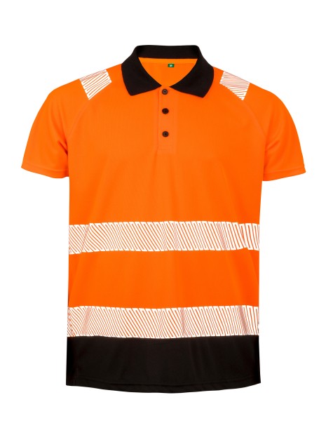 RESULT Polo de sécurité recyclé orange/noir personnalisable