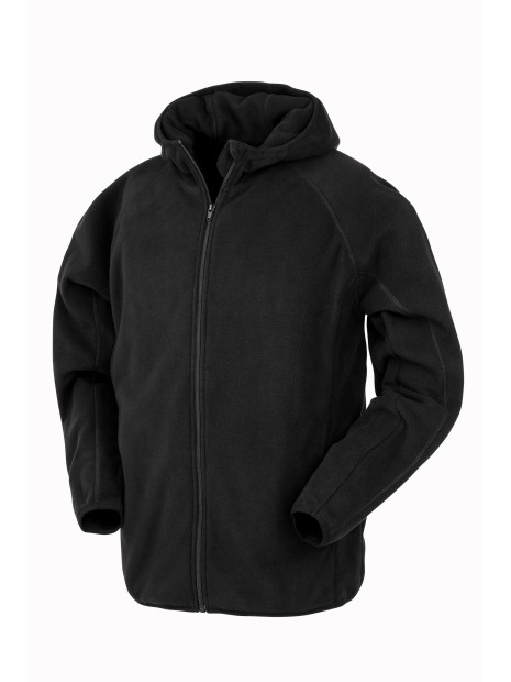 RESULT Veste à capuche en micropolaire recyclée noir personnalisable