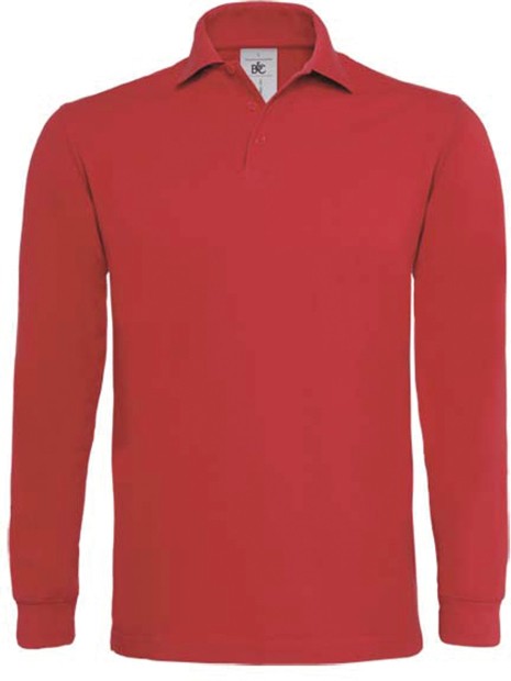 B&C Heavymill LS Polo - PU423 rouge personnalisable