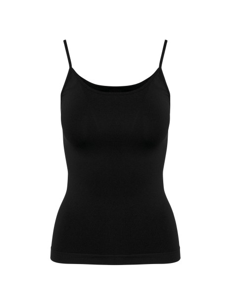 KARIBAN Débardeur écoresponsable sans couture fines bretelles femme noir personnalisable