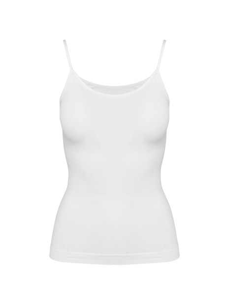 KARIBAN Débardeur écoresponsable sans couture fines bretelles femme blanc personnalisable