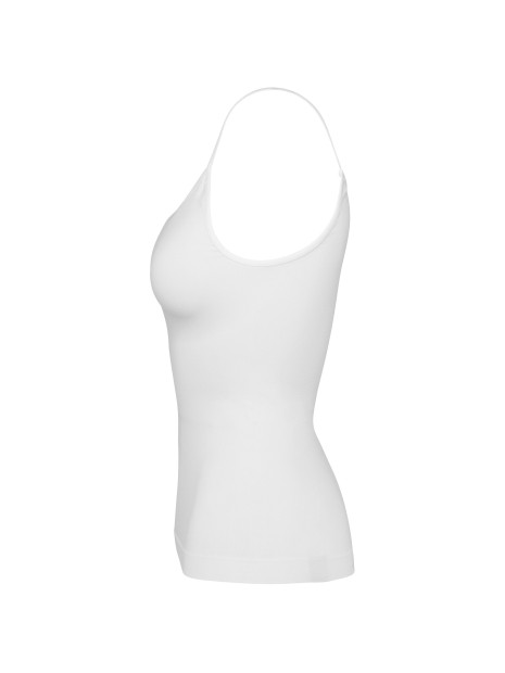 KARIBAN Débardeur écoresponsable sans couture fines bretelles femme blanc personnalisable