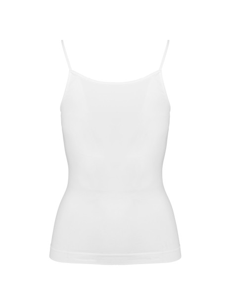 KARIBAN Débardeur écoresponsable sans couture fines bretelles femme blanc personnalisable