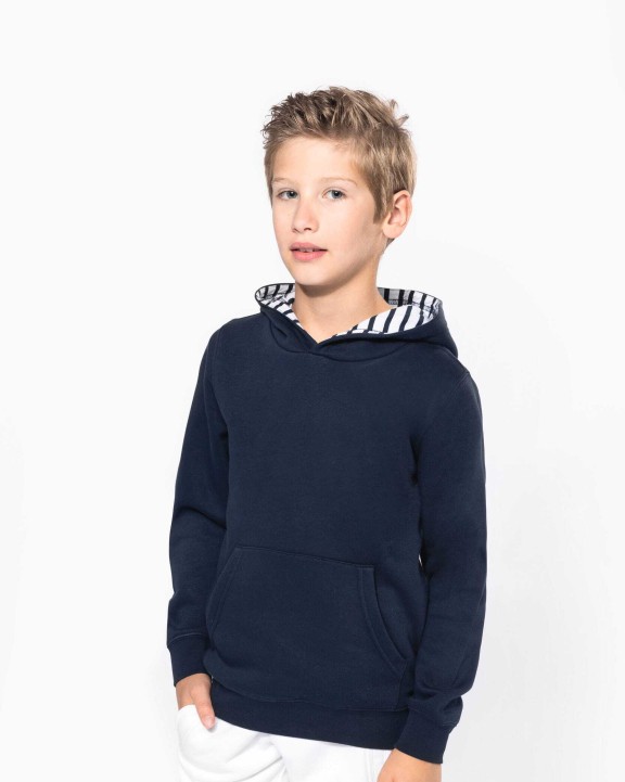 Sweater KARIBAN Unisex kindersweater met contrasterende capuchon met motief voor bedrukking &amp; borduring