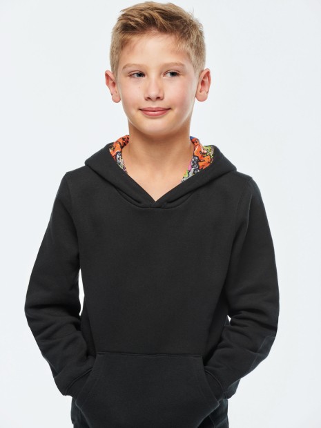 Sweat-shirts à personnaliser KARIBAN Sweat-shirt à capuche contrastée à motifs enfant unisexe 
