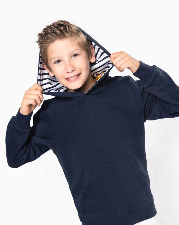 KARIBAN Kapuzensweatshirt mit kontrastfarbener Kapuze und Motiven für Kinder Sweatshirt personalisierbar