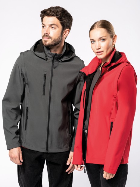 Softshells à personnaliser KARIBAN Veste Softshell 3 couches à capuche avec manches amovibles unisexe 