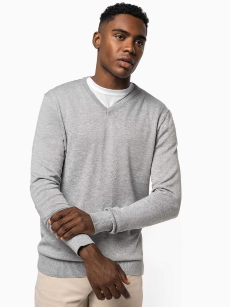 Pulls à personnaliser KARIBAN Pull col en V écoresponsable homme 