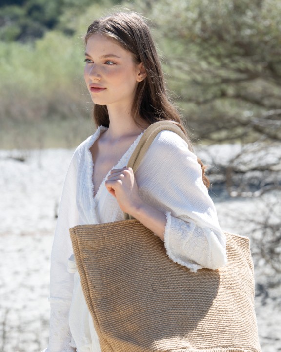 Tote bag KIMOOD Tas in gebreid jute voor bedrukking &amp; borduring