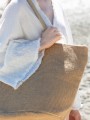 Tote bags à personnaliser KIMOOD Sac shopping en fils de jute tressée, effet toile tricotée 