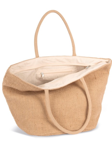 Tote bags à personnaliser KIMOOD Sac shopping en fils de jute tressée, effet toile tricotée 