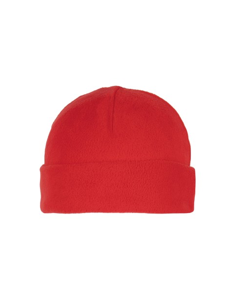 K-UP Bonnet recyclé micropolaire avec revers rouge personnalisable