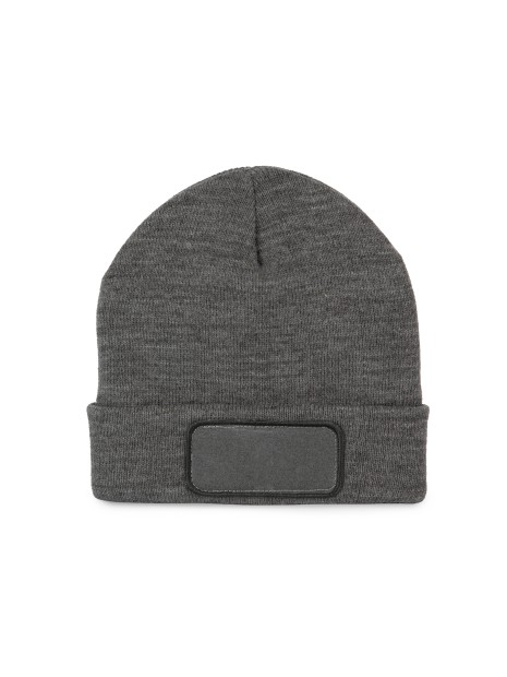 K-UP Bonnet recyclé avec patch et doublure Thinsulate™ grey heather personnalisable